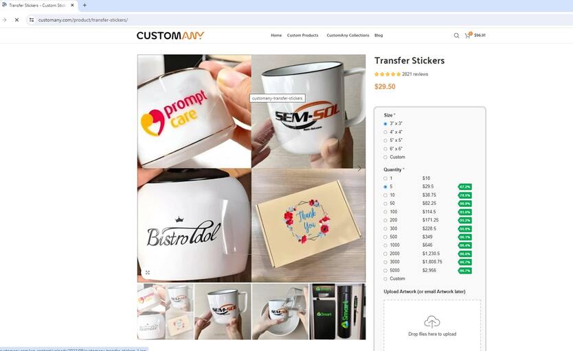How to order CustomAny's UV DTF transfer stickers