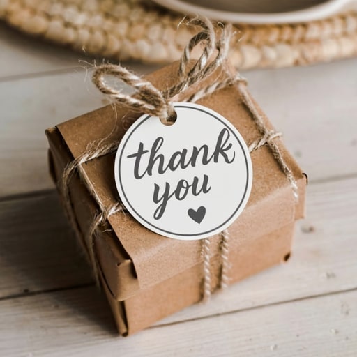 Thank You message stickers on wedding favors