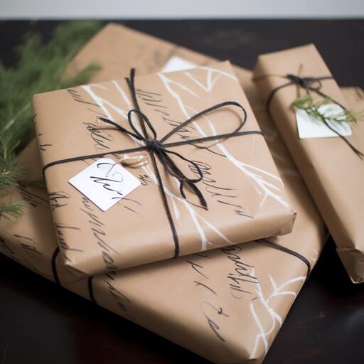 Use printed wrapping paper with calligraphy on it