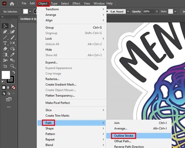 How to create outline in Illustrator for vector files