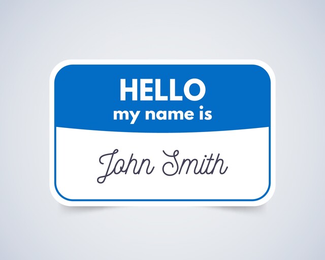 Use clear and legible fonts for Hello my name is stickers