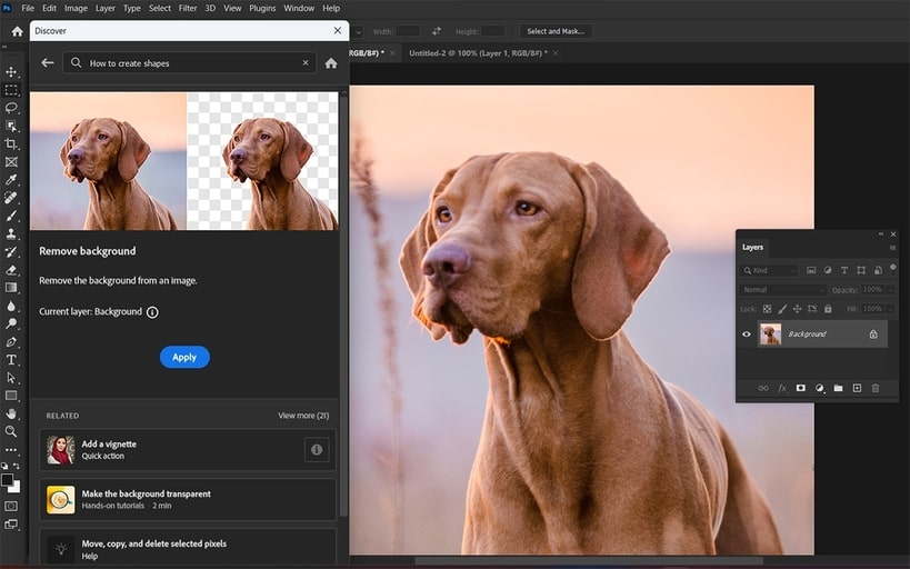 Using Adobe Photoshop to remove background from images