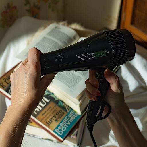 Remove stickers from books using a hair dryer