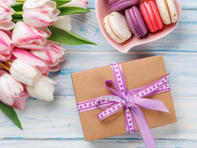 Box of holiday macarons