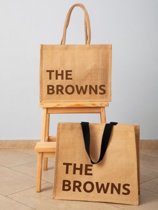 Shopping bags personalized with iron-on DTF transfers