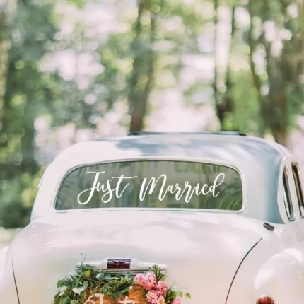 Personalized Just Married Vinyl Waterproof Car Decal