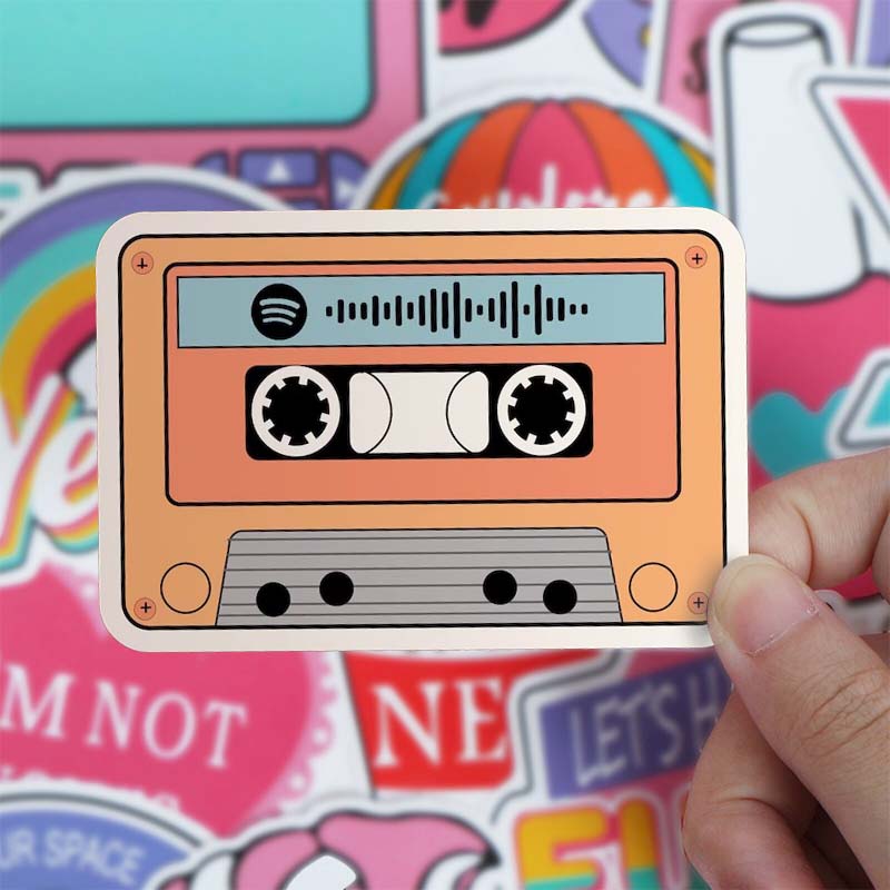 Retro Cassette Tape with Spotify Code Vinyl Sticker 2