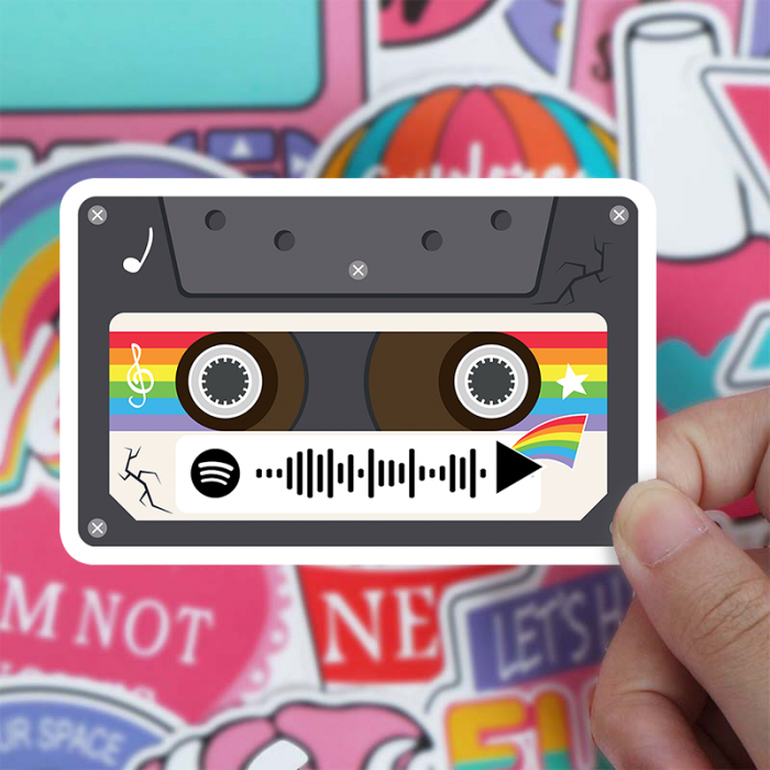 Retro Cassette Tape with Spotify Code Vinyl Sticker 3