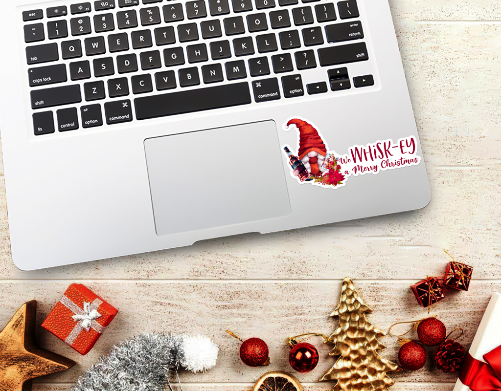 Use custom holiday stickers to decor your laptop