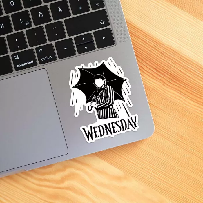 Custom Wednesday Addams with umbrella Stickers