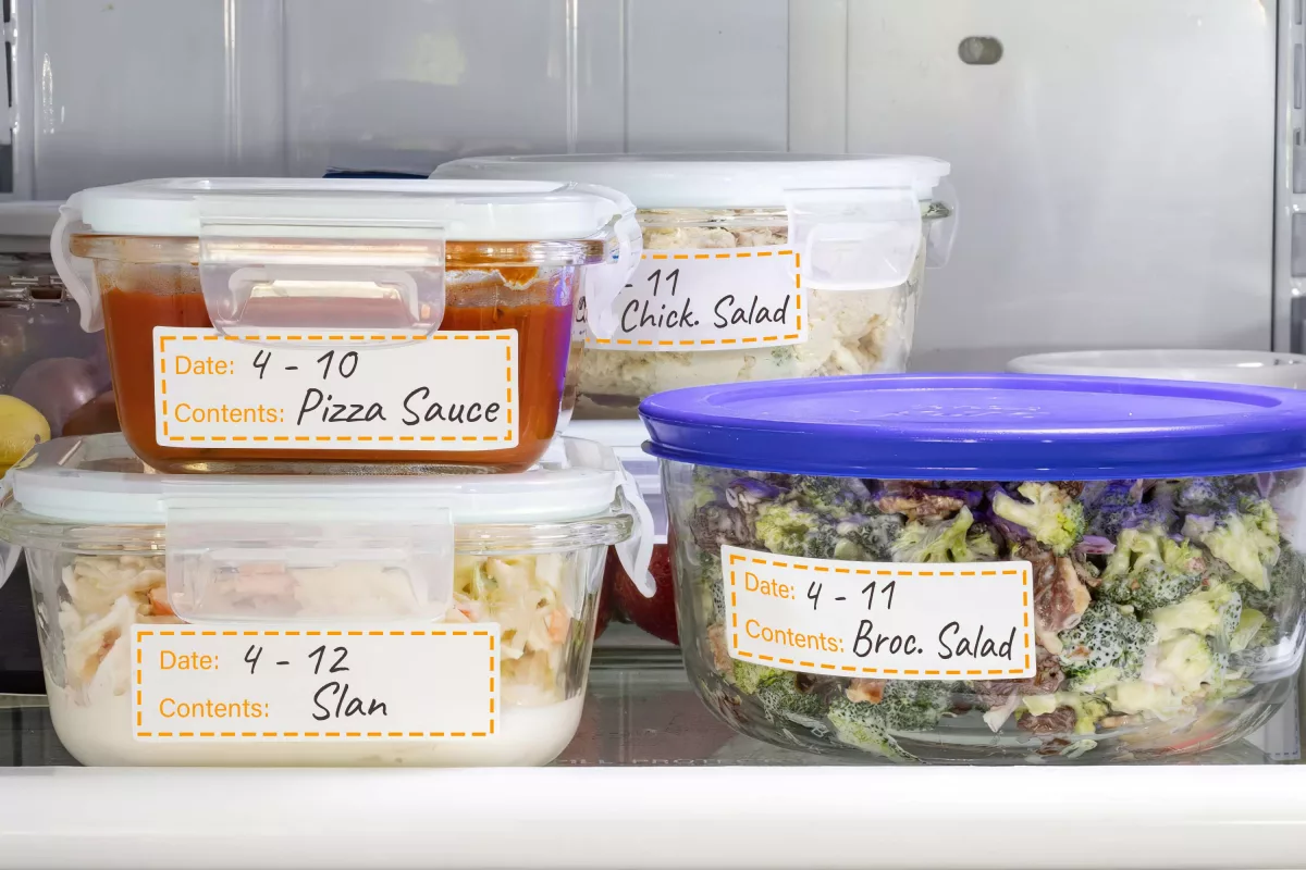 Custom food organizing labels to use in the fridge