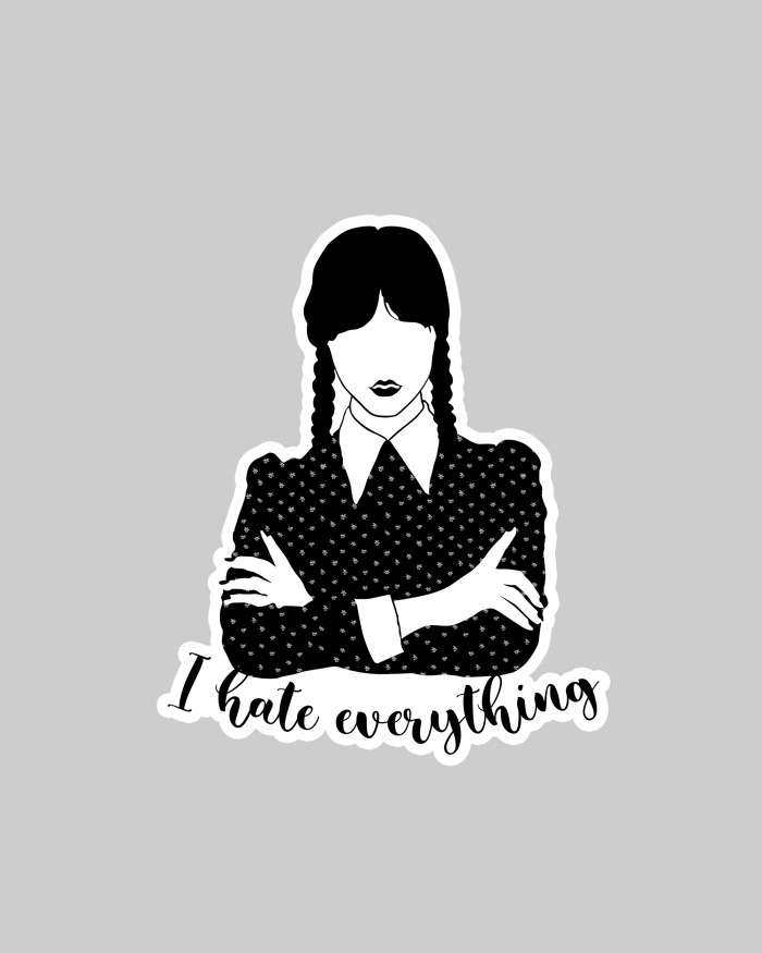 I hate everything Wednesday Addams stickers