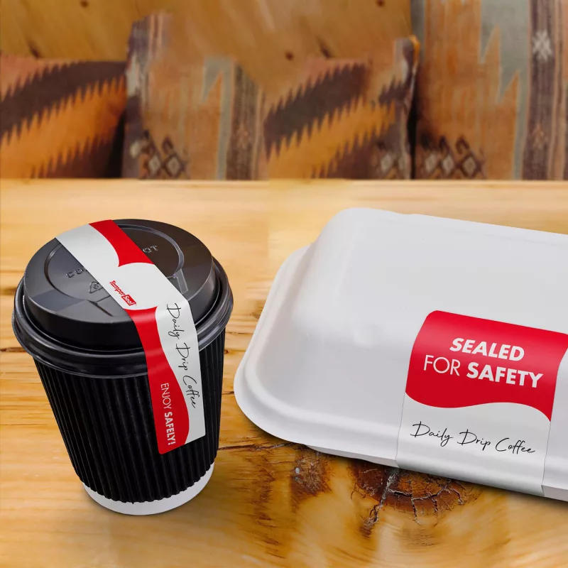 Tamper proof labels are often used for takeout food packaging
