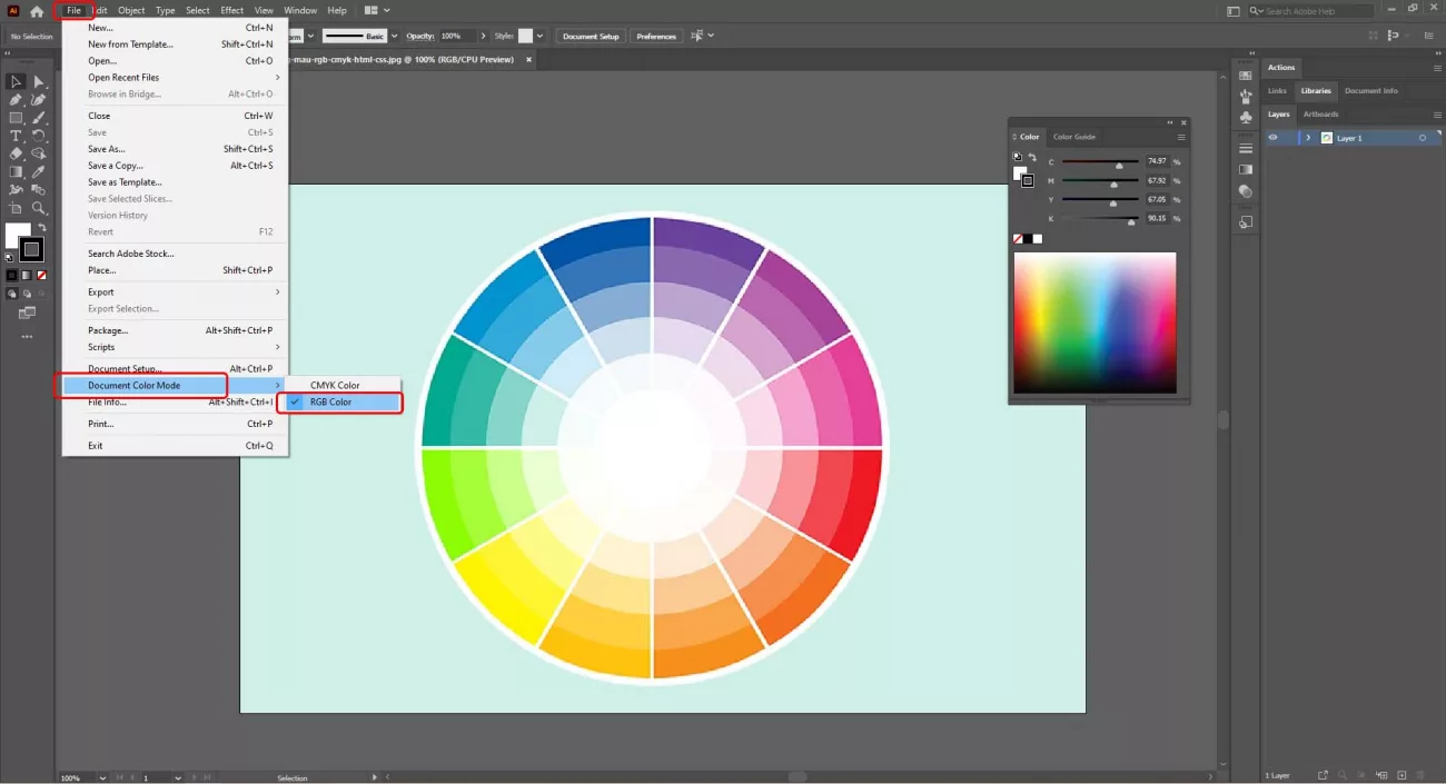 Checking color mode in Illustrator