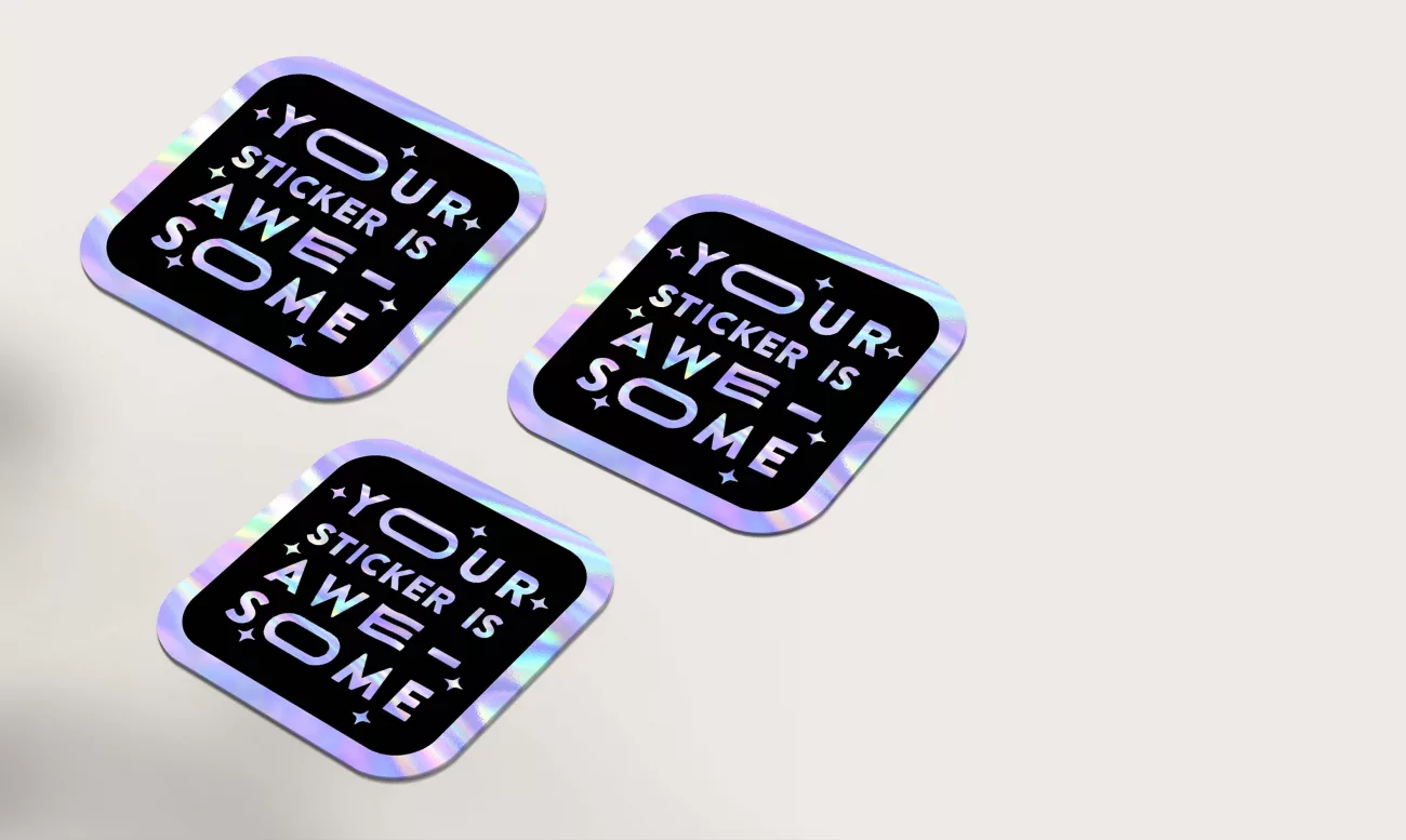 Holographic sticker also represents the shiny effect on a flat surface