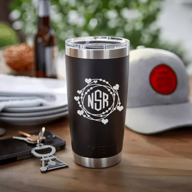 Using vinyl monogram stickers to personalized your yeti cups