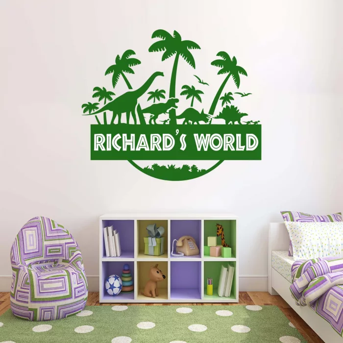 Dinosaur Wall Decal with Custom Name for Kids 2