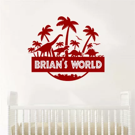 Dinosaur Wall Decal with Custom Name for Kids 3 (2)