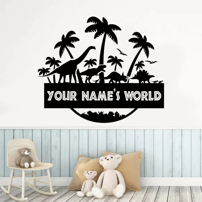 Dinosaur Wall Decal with Custom Name for Kids 3