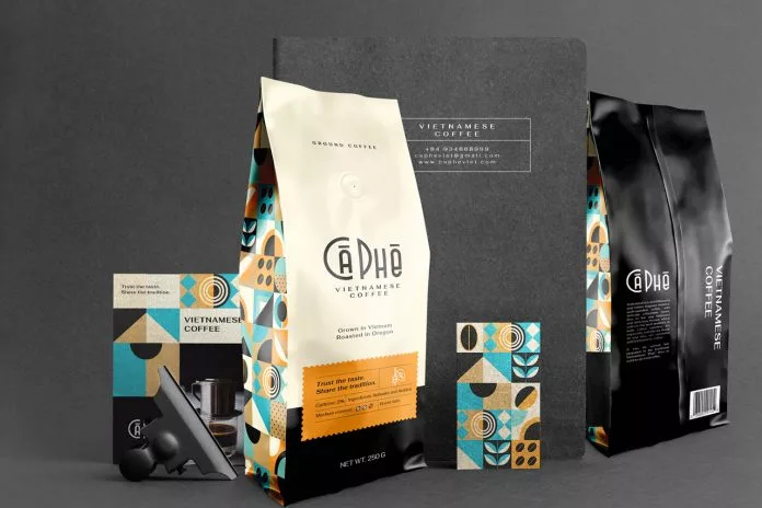 Geometry in coffee packaging designs by artist Cong Anh