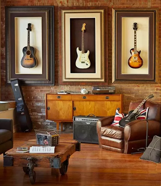 Makes a practical decor with framed guitars displayed