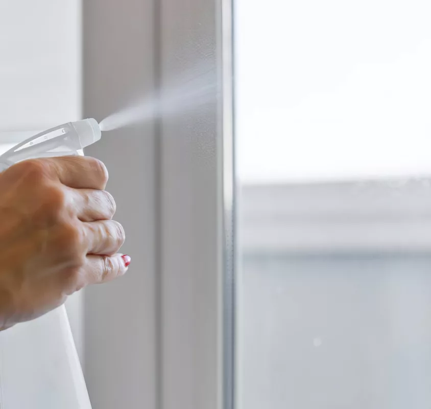 Spray the vinegar liquid over the glass