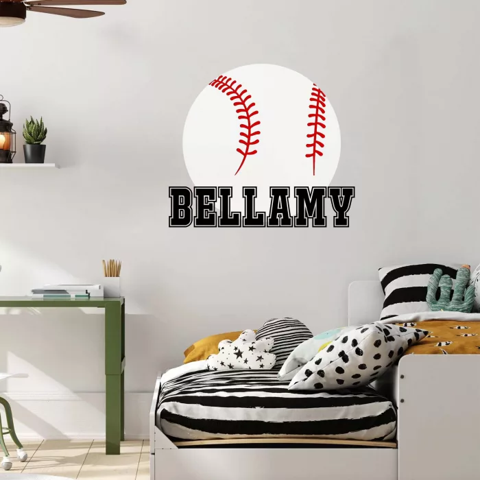 Custom Name Baseball Wall Decal for Kids 2