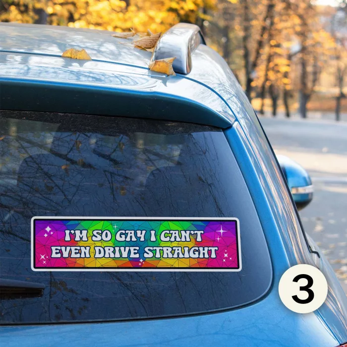 I'm So Gay I Can't Even Drive Straight Funny Bumper Sticker 3