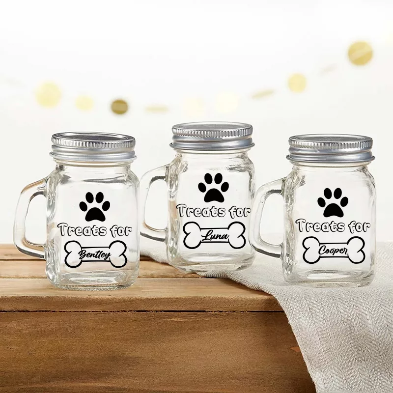 Pet treat stickers on jars