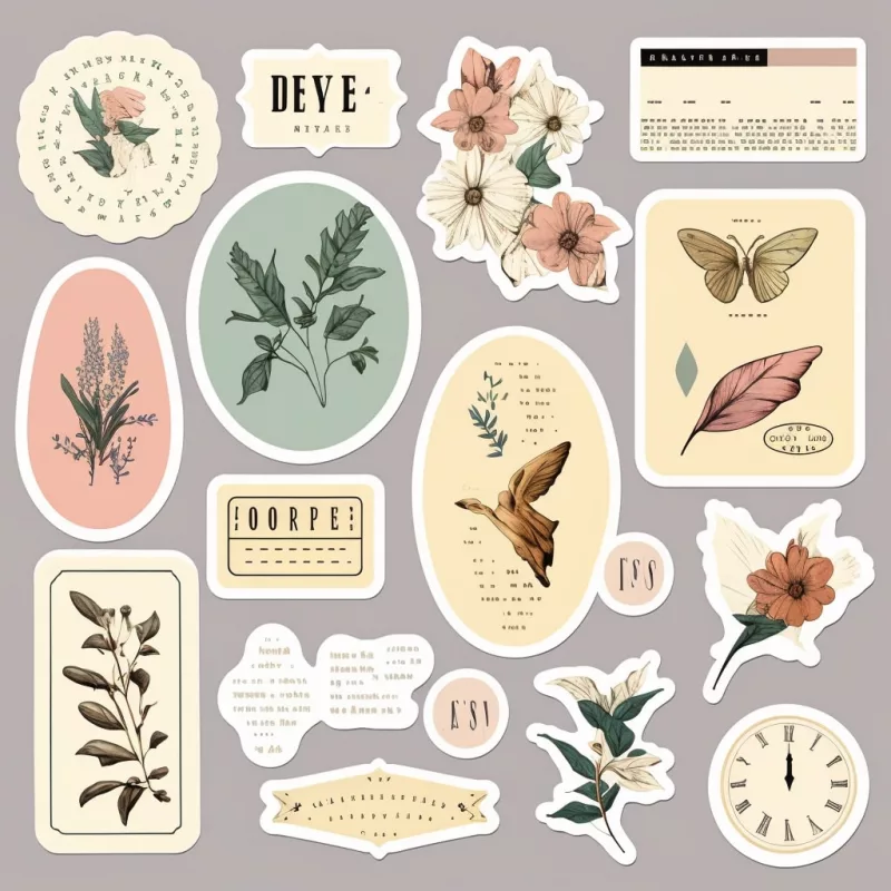 Vintage aesthetic sticker sheet