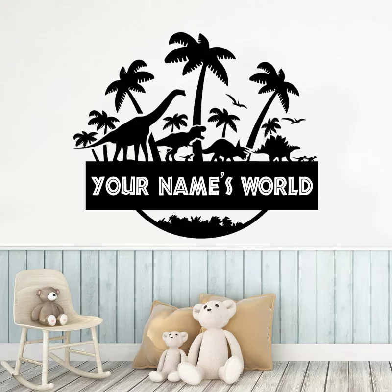 Dinosaur Nursery Wall Decal with Customizable Name