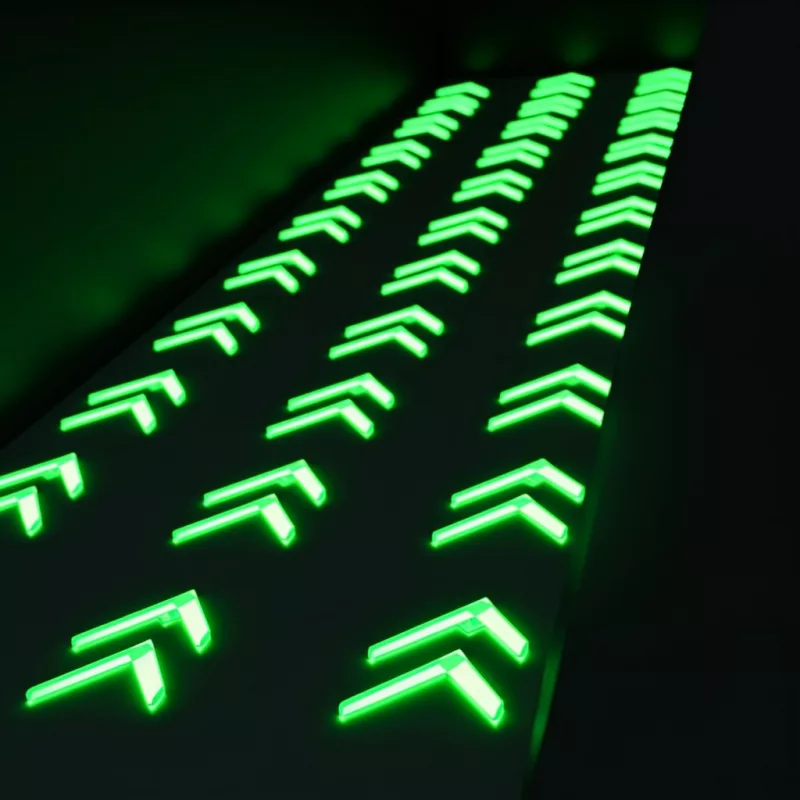 Arrow glow in the dark stickers are used for marking pathways