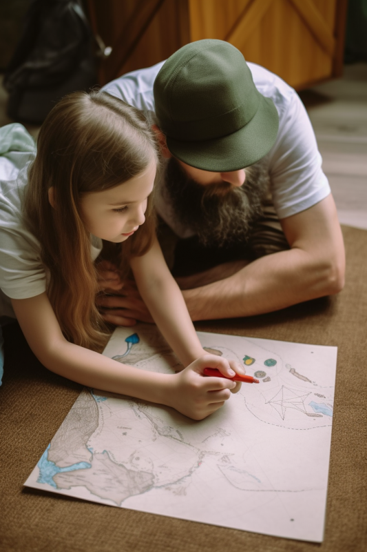 A sticker scavenger hunt game is a fun activity for you and Dad