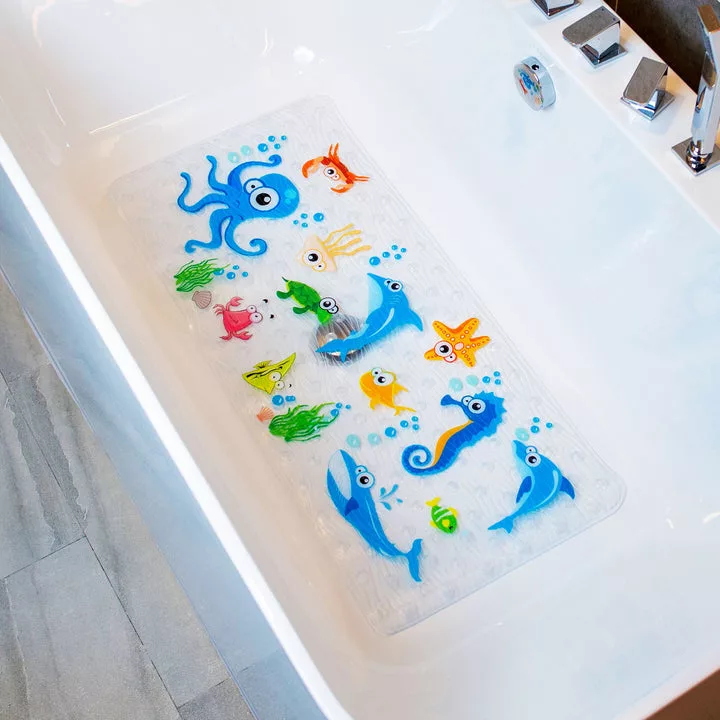 Ensure safety in your mermaid bathroom decor by incorporating non-slip bath mats