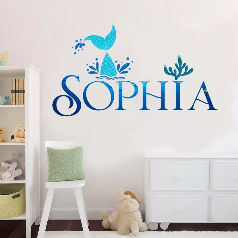Little Mermaid Wall Decal with Custom Name for Princesses 1