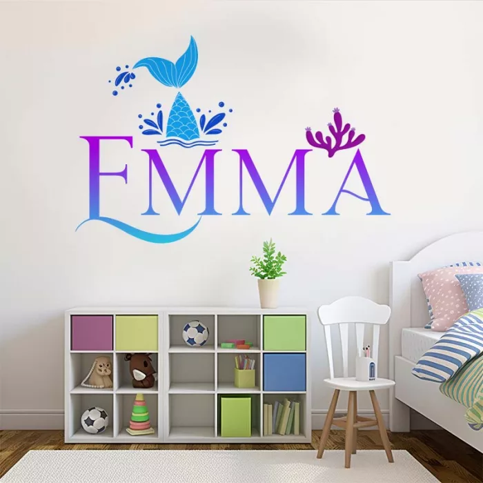 Little Mermaid Wall Decal with Custom Name for Princesses 2
