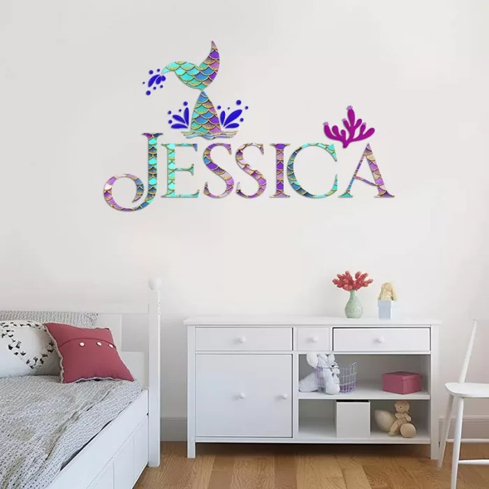 Little Mermaid Wall Decal with Custom Name for Princesses 3