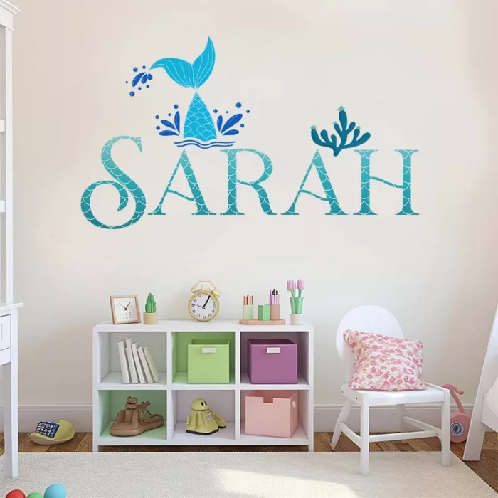 Little Mermaid Wall Decal with Custom Name for Princesses 4
