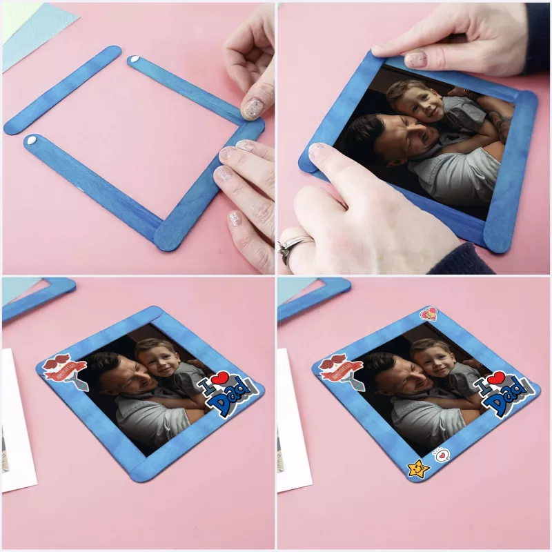 Make a decorated picture frame for Father’s Day with stickers