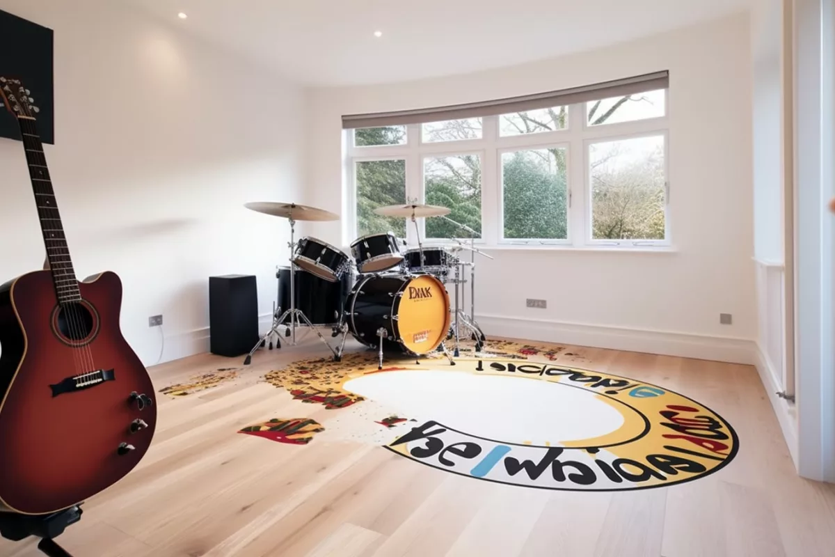 Inspired floor decal for music room decor
