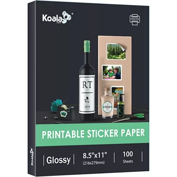 Koala Glossy Sticker Paper 8.5x11 for Inkjet and Laser Printers