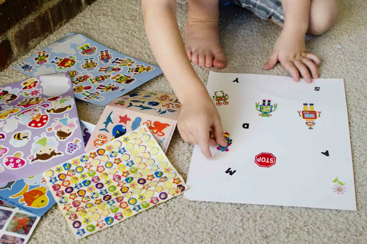 Babies and toddlers love playing and studying with stickers