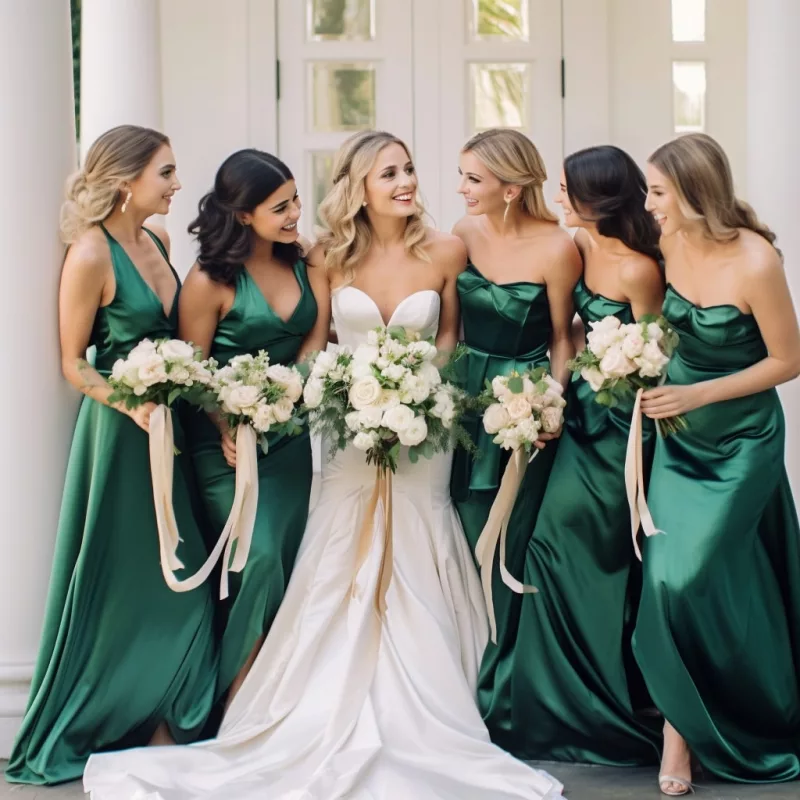 Elegance emerald green for bridesmaid wedding dresses
