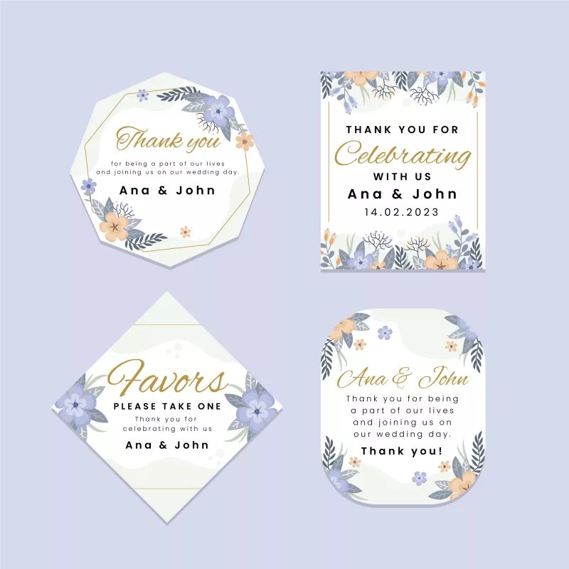 The common shapes for wedding stickers