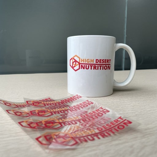 CustomAny's transfer stickers on coffee mugs