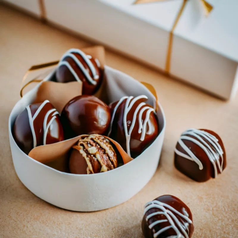 Gourmet chocolates or truffles is a popular idea for wedding favors