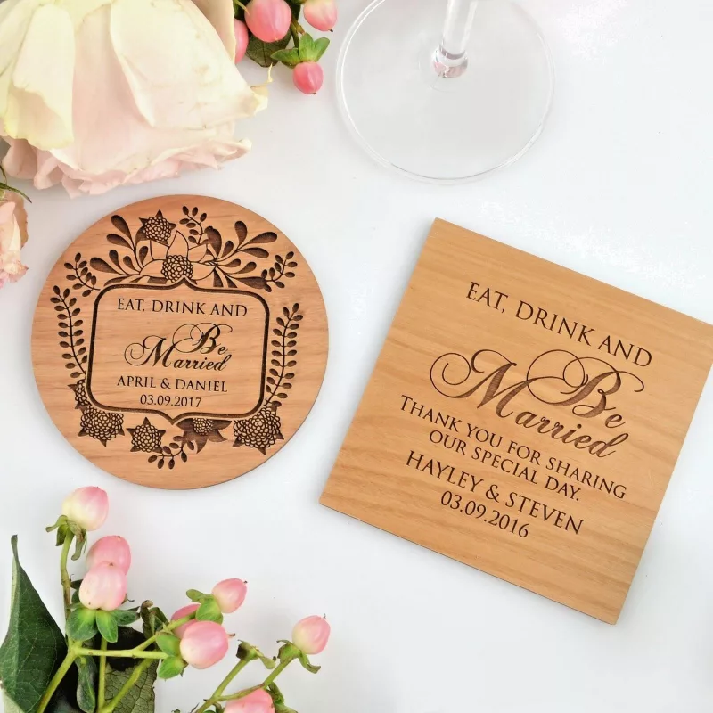 Wedding wooden coasters