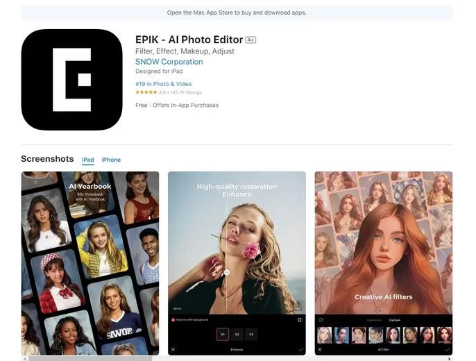 Using EPIK app to create your AI generated yearbook pictures