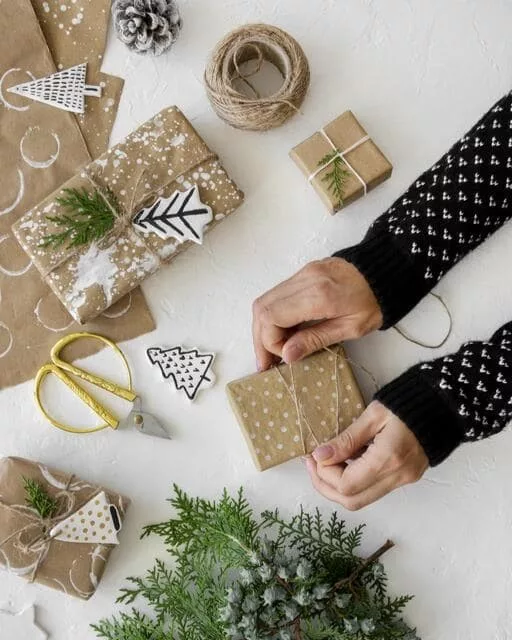 Using craft paper so you can draw or stick stickers on your Christmas package decorations