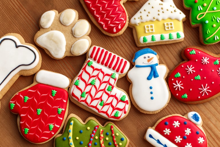 Make holiday-themed cookies to put in goodie bags